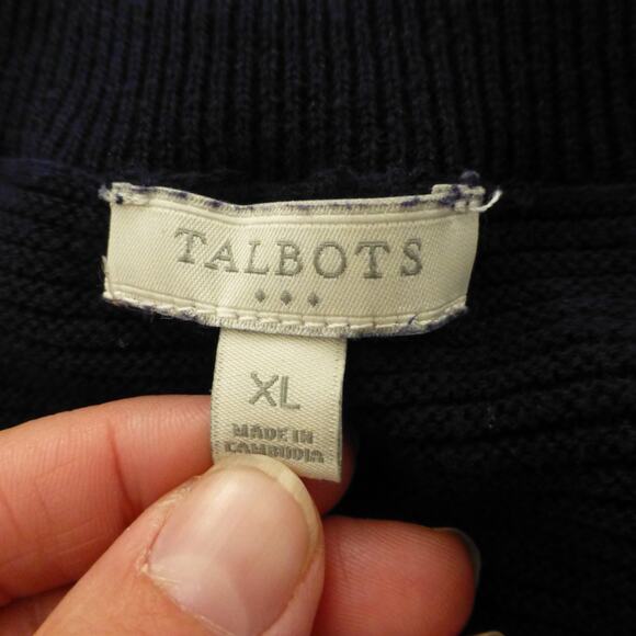 Talbots Sweater Womens XL Pullover Blue Knit Cotton Heavy Long Sleeve - Picture 4 of 8